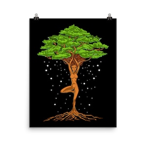 Yoga Tree Of Life Poster, Spiritual Poster, Yoga Wall Decor, Meditation Art Print, Zen Room Decor, Yoga Art Print, Spirituality Poster