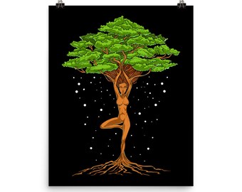 Yoga Tree Of Life Poster, Spiritual Poster, Yoga Wall Decor, Meditation Art Print, Zen Room Decor, Yoga Art Print, Spirituality Poster