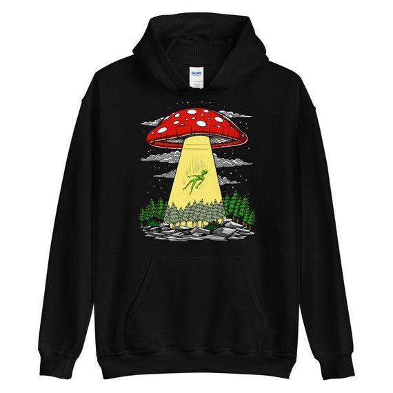Mushrooms Alien Abduction Hoodie, Hippie Psychedelic Hoodie, Alien UFO Hoodie, Hippie Fungi Clothes, Mushrooms Clothing, Mushroom Apparel