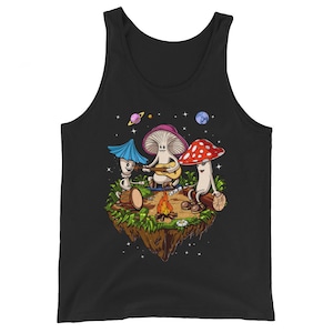 Hippie Mushrooms Tank Top, Camping Tank, Mushroom Unisex Tank, Fungi Tank, Mushrooms Clothes, Forest Clothing, Camping Apparel