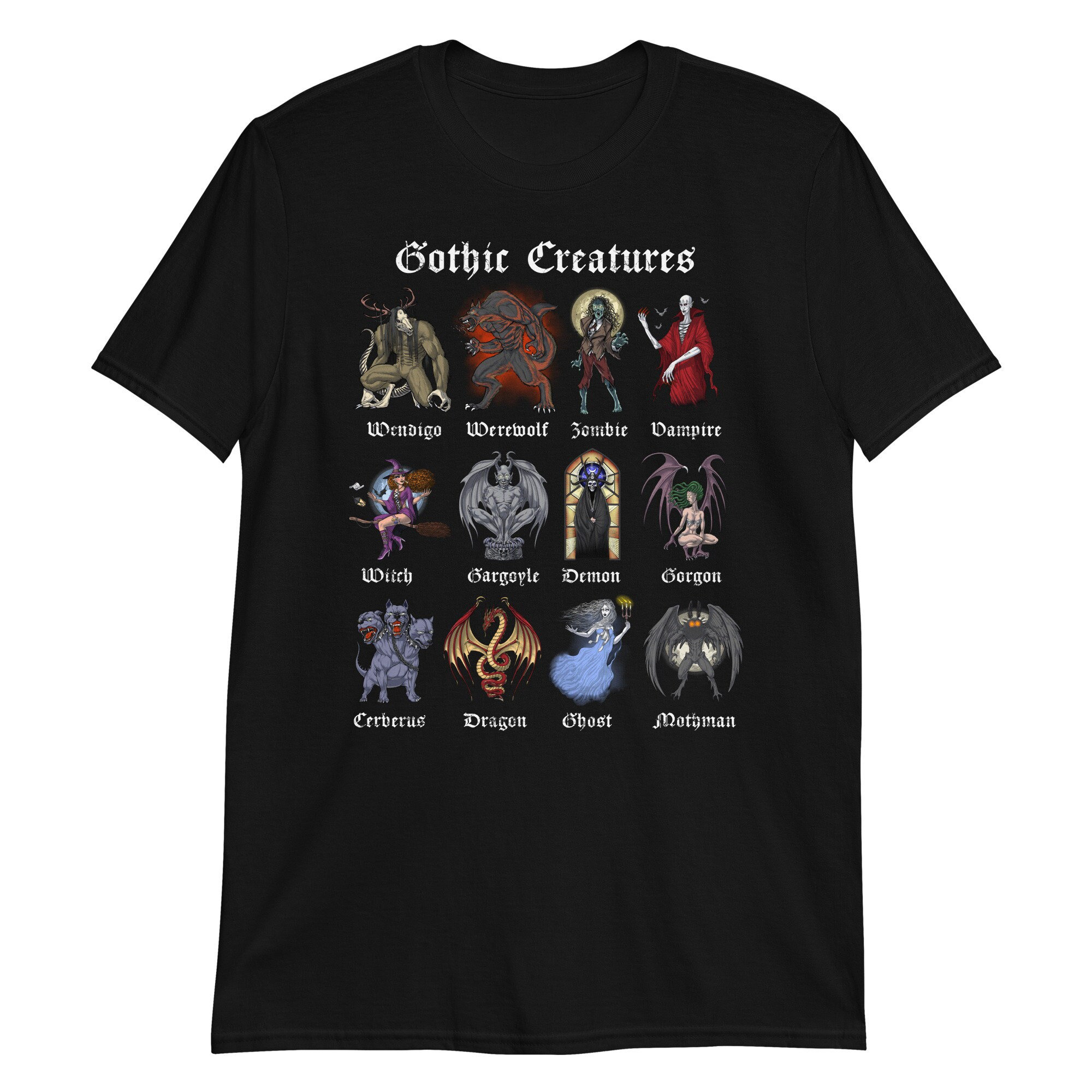 Gothic Mythical Creatures Shirt, Cryptozoology Monsters Tees