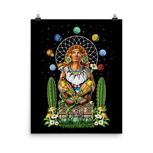 Aztec God Xochipilli Poster, Aztec Mythology Wall Decor, Ancient Mayan Deity Art Print, Aztec Room Decor, Aztec Gifts