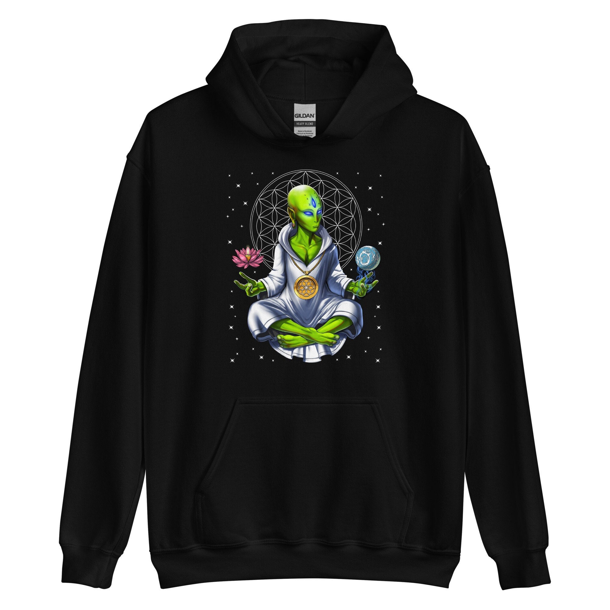 Alien Meditation Hoodie, Spiritual Zen Yoga Hoodie, Space Alien ...