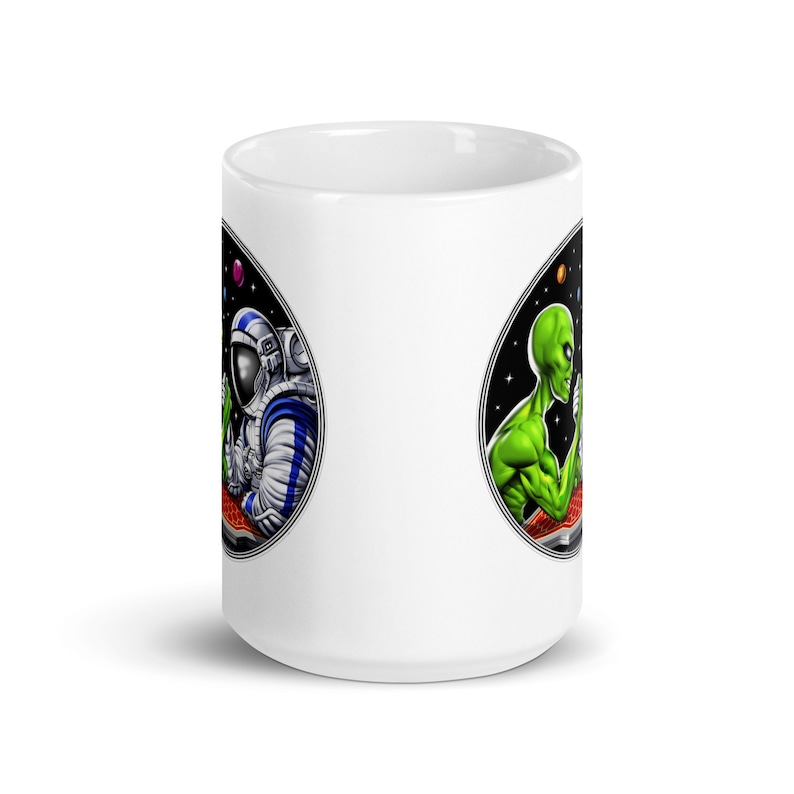Alien Astronaut Arm Wrestling Mug, Space Alien Mug, Arm Wrestling Mug, Extraterrestrials Mug, Alien Coffee Cup, Arm Wrestling Lover Gifts image 6