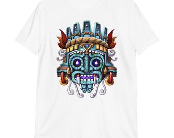 LAOLIUSN T-shirt Uomo Azteco Maya, Design Messicano Con Calendario, Tessuto Morbido 88% Poliestere, Taglie S-4XL - 2