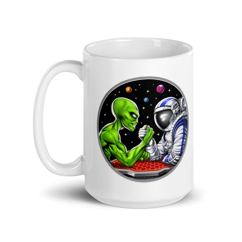 Alien Astronaut Arm Wrestling Mug, Space Alien Mug, Arm Wrestling Mug, Extraterrestrials Mug, Alien Coffee Cup, Arm Wrestling Lover Gifts image 5