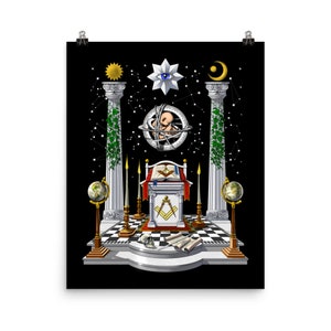 Masonic Lodge Poster - Freemason Wall Decor - Masons Art Print - Freemasonry Room Decor - Illuminati Conspiracy Poster - Masonic Gift