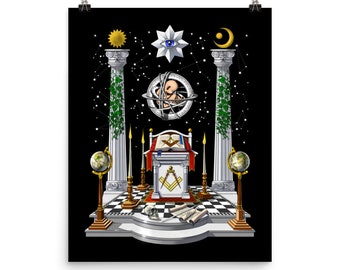 Póster de la logia masónica, decoración de pared de masones, impresión artística de masones, decoración de habitaciones de masonería, póster de la conspiración de los Illuminati, regalo masónico