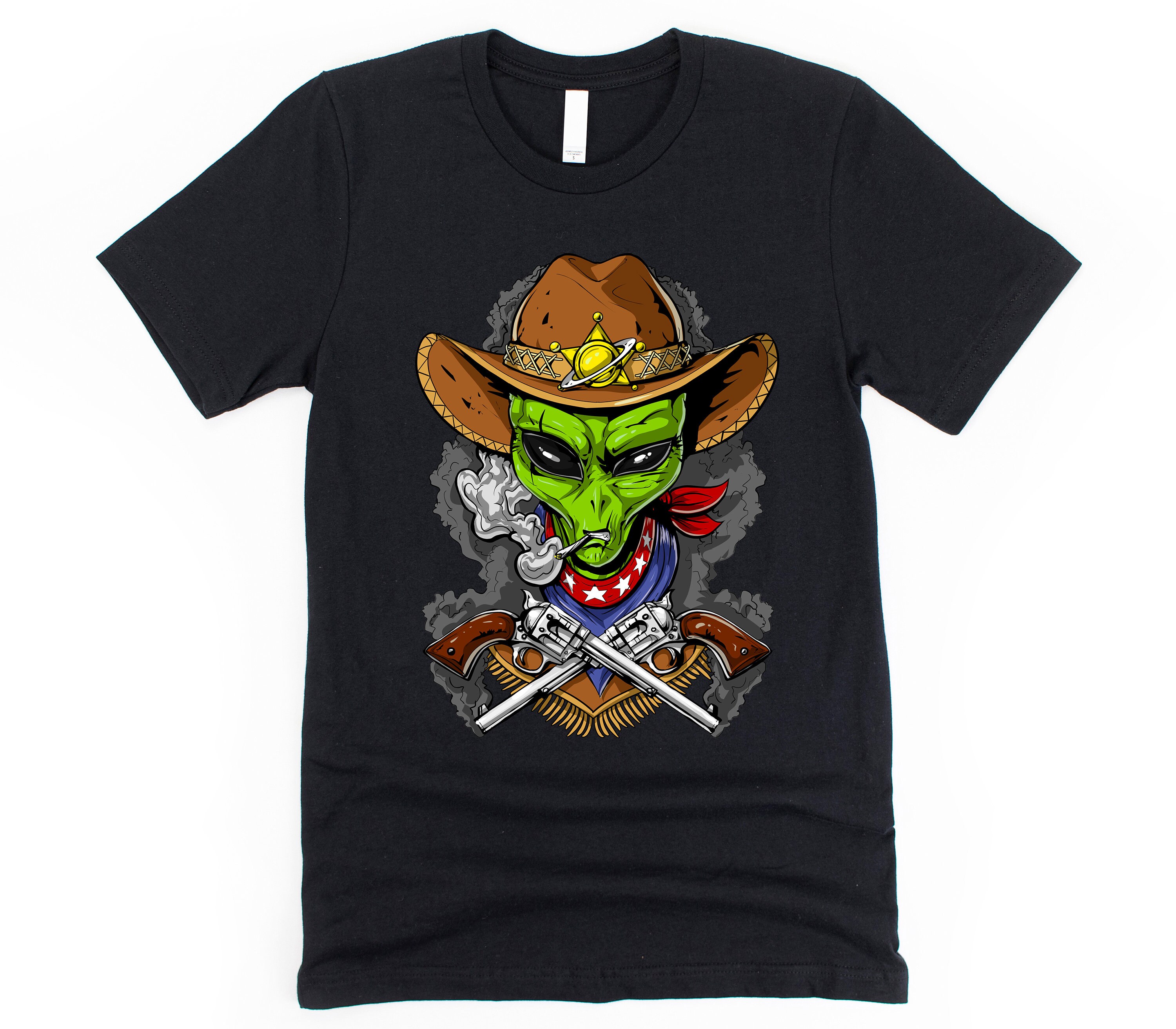 Space Alien Cowboy T-shirt UFO Shirt Mens Alien Tee Boys - Etsy