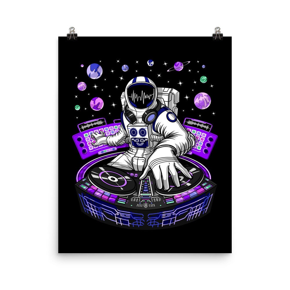 Space Astronaut DJ Poster - Psytrance Dubstep Wall Decor
