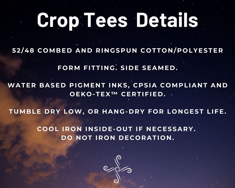 Puede incluir: Detalles de las camisetas cortas: 52/48 algod&oacute;n peinado y hilado en anillo/poli&eacute;ster, ajuste entallado, costuras laterales, tintas de pigmento a base de agua, conforme a la CPSIA y certificado OEKO-TEX&trade;. Secar en secadora a baja temperatura o colgar para secar para una vida &uacute;til m&aacute;s larga. Planchar en fr&iacute;o del rev&eacute;s si es necesario. No planchar la decoraci&oacute;n.