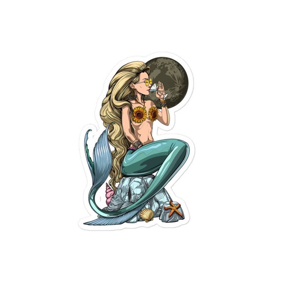 Mermaid Sticker, Hippie Stickers, Mermaid Decals, Hippie Decal, Mermaid Lover Gift, Funny Hippie Gifts