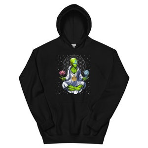 Alien Meditation Hoodie, Spiritual Zen Yoga Hoodie, Space Alien ...