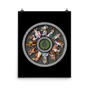 Greek Mythology Gods Poster, Ancient Greece Wall Decor, Greek Goddess Art Print, Greek Mythology Room Decor, Zeus Poster, Poseidon Poster