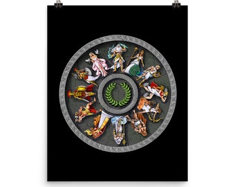 Greek Gods and Goddesses Poster: Ancient Mythology Art Print