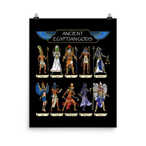 Ancient Egyptian Gods Poster - Egyptian Mythology Wall Decor - Egyptian Goddess Art Print - Thoth Anubis Room Decor - Mythology Gifts