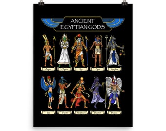 Ancient Egyptian Gods Poster - Egyptian Mythology Wall Decor - Egyptian Goddess Art Print - Thoth Anubis Room Decor - Mythology Gifts
