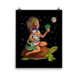 Aztec Goddess Mayahuel Poster, Aztec Mythology Art Print, Aztec Gods Poster, Ancient Mayan Poster, Aztec Wall Decor, Aztec Room Decor