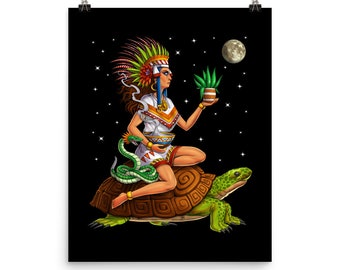 Poster della dea azteca Mayahuel, stampa artistica della mitologia azteca, poster delle divinità azteche, poster Maya antico, decorazione murale azteca, decorazione della stanza azteca