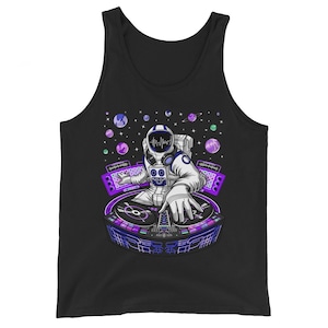 Space Astronaut DJ-tanktop, Psytrance Dubstep herentank, technomuziektank, psychedelische tank, housemuziekkleding, EDM-festivalkleding