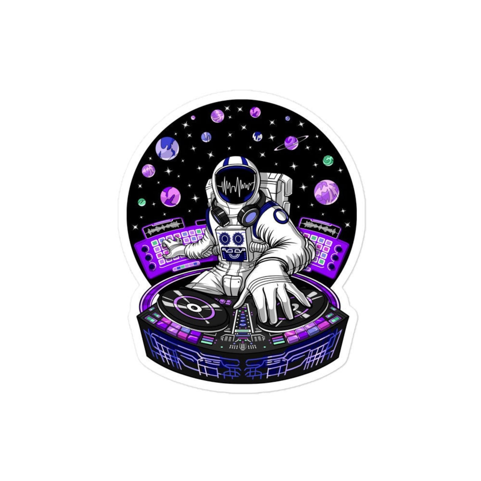 Space Astronaut DJ Sticker - Trippy Psytrance Dubstep Decals - Acid ...