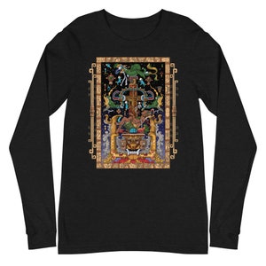 Maya König Pakal Langarmshirt, Maya Shirt, Maya Kultur T-Shirt, Ureinwohner Mexiko, Azteken Kleidung, Maya Kleidung