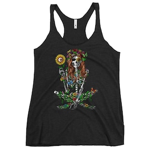 Hippie Skeleton Womens Tank, Hippie Floral Tank Top, Nature Tank, Hippie Flowers Clothes, Hippie Clothing, Hippie Outfit, Hippie Apparel