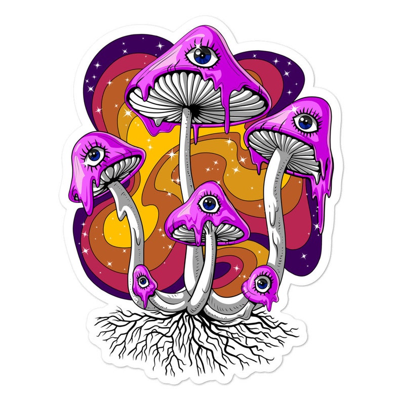 Magic Mushrooms Psychedelic Sticker Trippy Shrooms Sticker Etsy