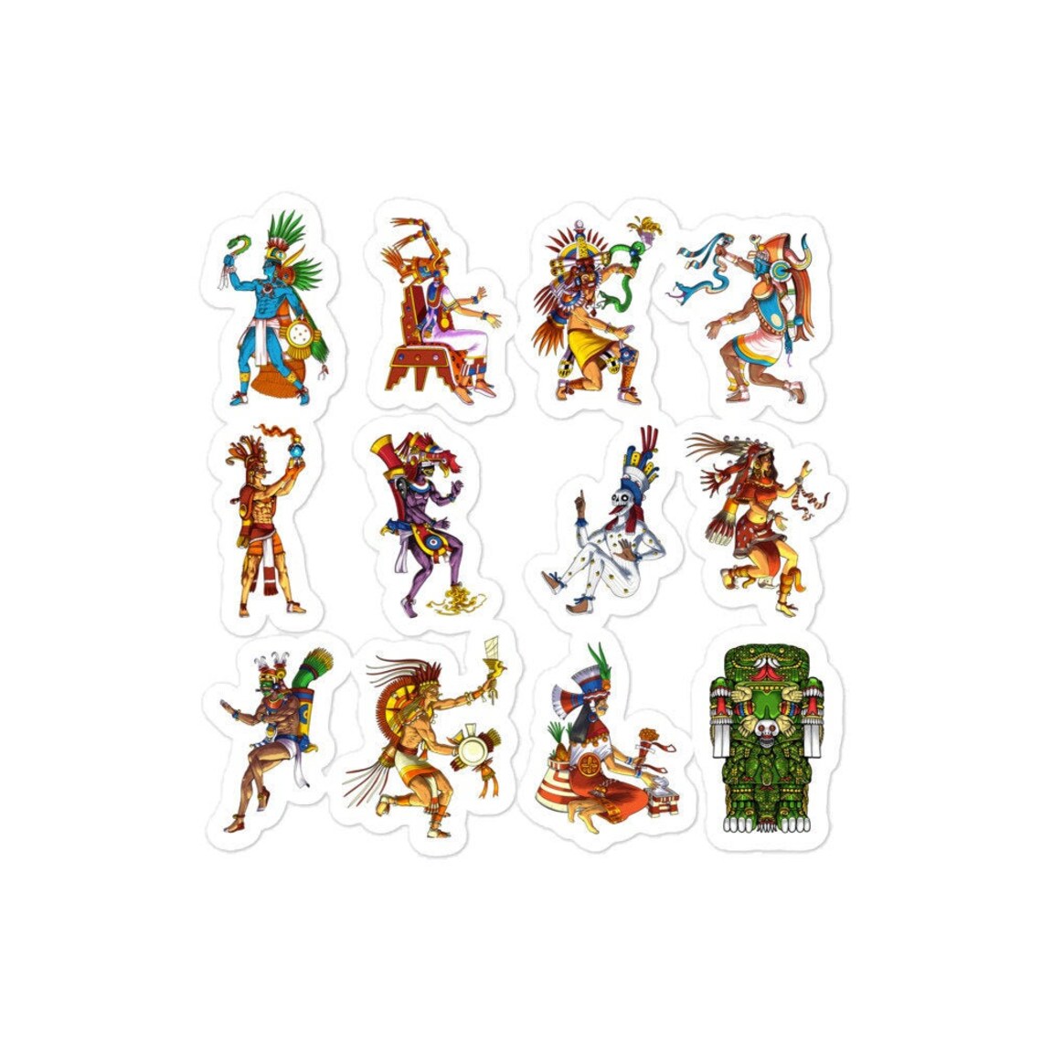 Aztec Mythology Gods Sticker - Ancient Mayan Civilization Decal - Aztec ...