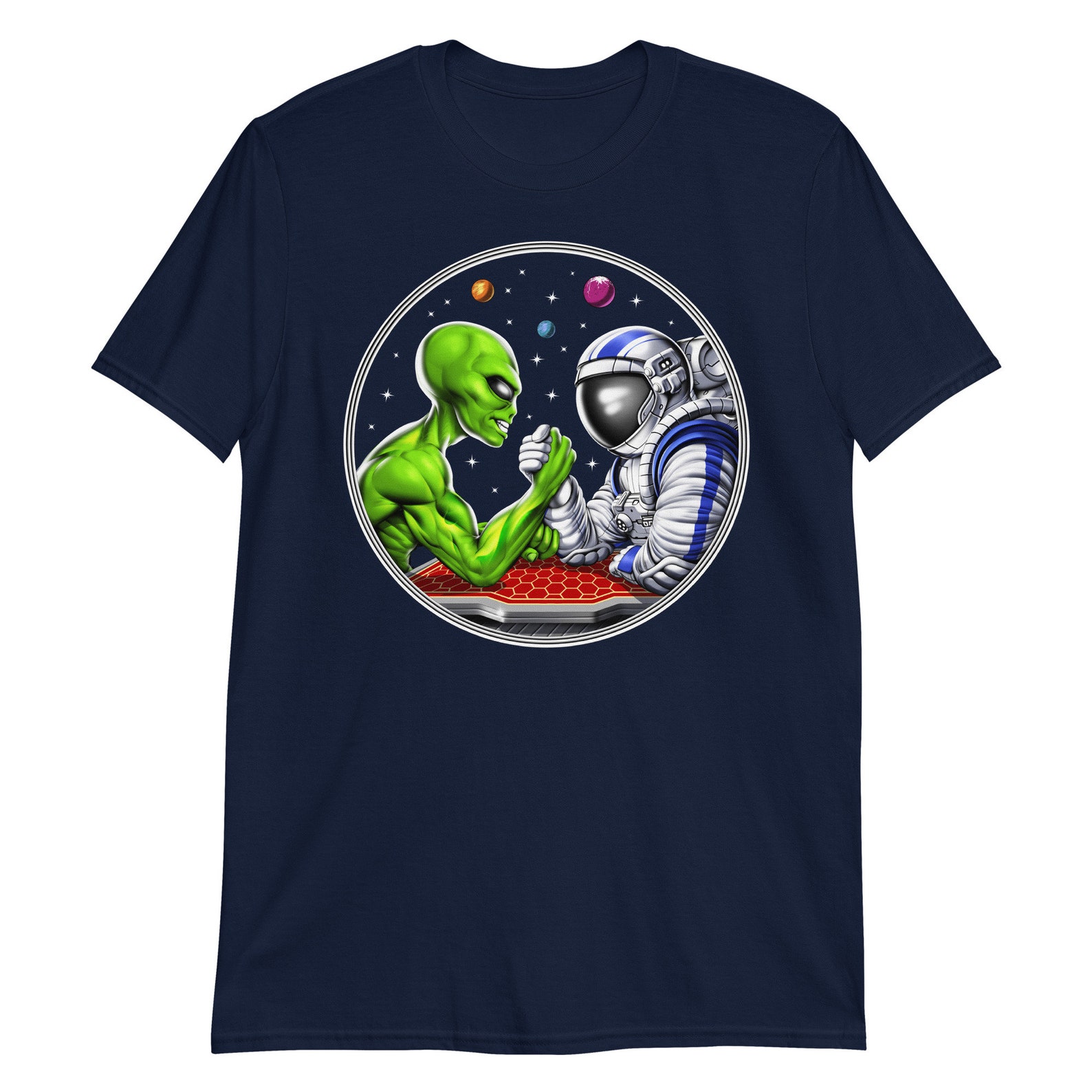 Astronaut Alien Shirt, Arm Wrestling T-shirt, Space Alien Shirt, Arm ...
