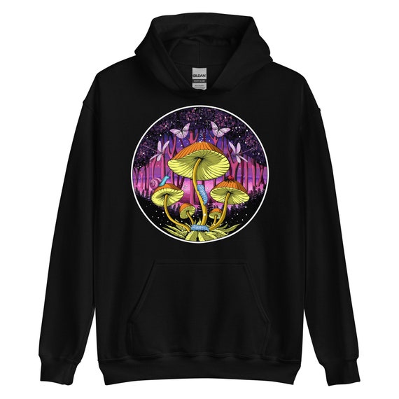 Psychedelic Mushrooms Hoodie, Trippt Fungi Forest Sweatshirt