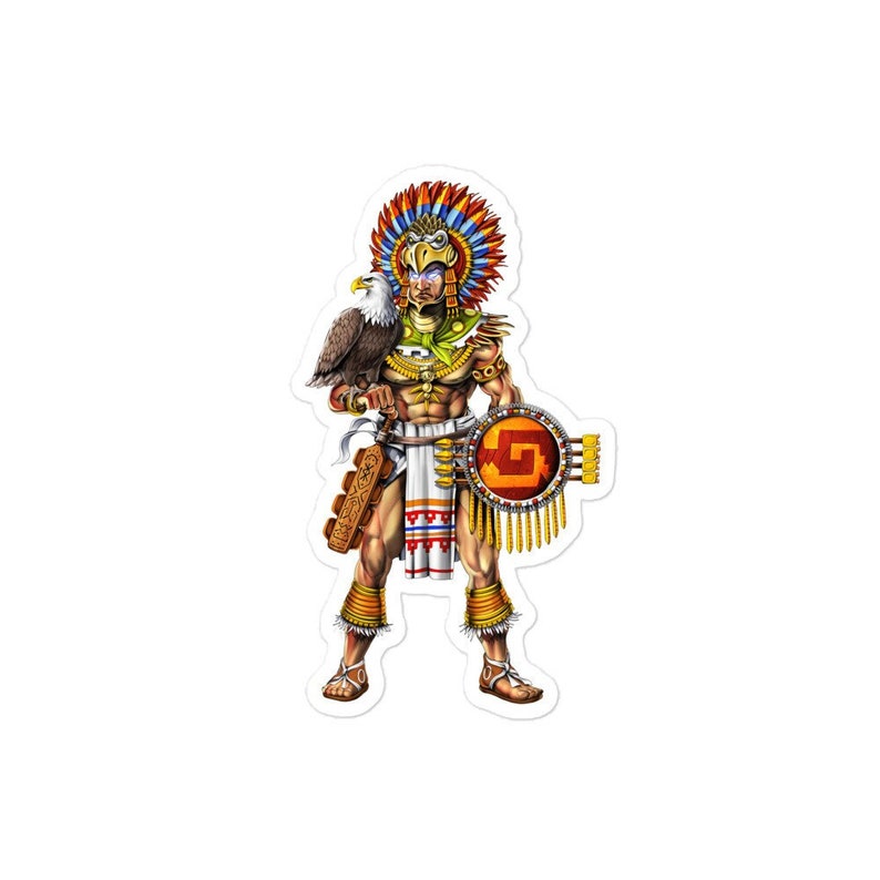 Aztec Eagle Warrior Stickers, Aztec Decals, Native Mexican Stickers, Ancient Mayan Sticker, Aztec Civilization Sticker, Aztec Gifts image 1