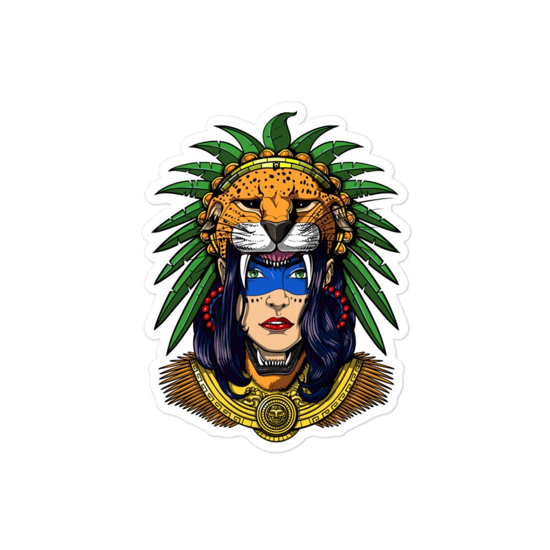 玄関先迄納品 アステカ ジャガー 戦士 ステッカー - 古代アステカ神話ギフト アンティーク雑貨