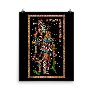 Mayan King Chan Bahlum Poster - Ancient Maya Civilization Art Print - Native Mexican Poster - Aztec Wall Decor - Mayan Room Decor