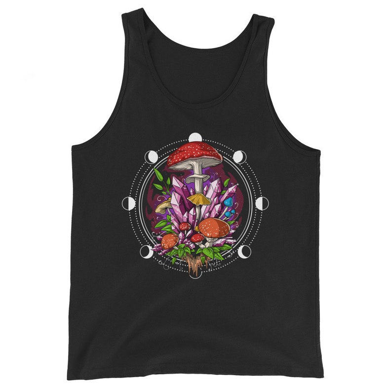 Forest Mushrooms Tank Top, Fungi Unisex Tank, Botanical Mens Tank, Botany Clothing, Nature Clothes, Mushroom Apparel, Mushrooms Outfit image 1