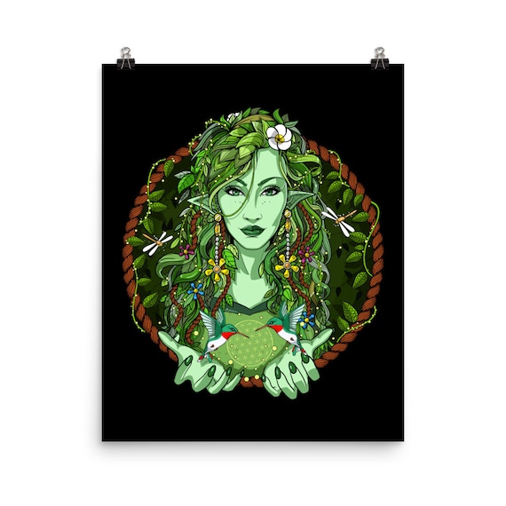 Nature Spirit Poster, Forest Wall Decor, Gaia Goddess Poster, Forest Spirit Art Print, Nature Room Decor, Nature Wall Decor, Gaia Art Print