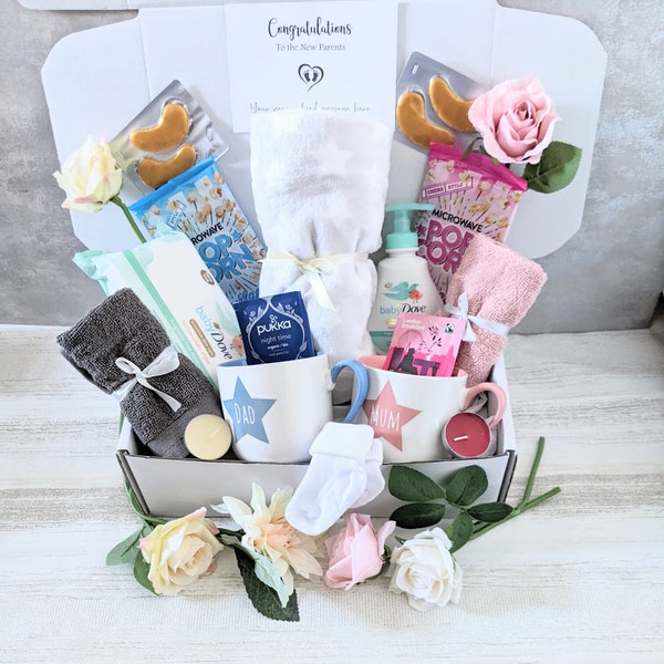 New Parents Gift Hamper/Pamper Hamper/New Baby Gift/Baby Shower Gift/Parents to Be/Baby Gift Box/New Mum/Mummy Daddy Mugs/Maternity Leave