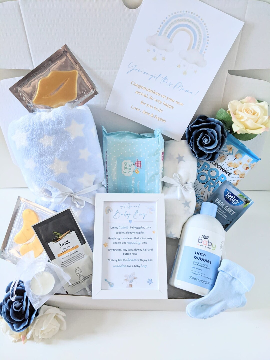 New Mum and Baby Boy Gift Hamper/pamper Hamper/baby Boy Gift Box/baby ...