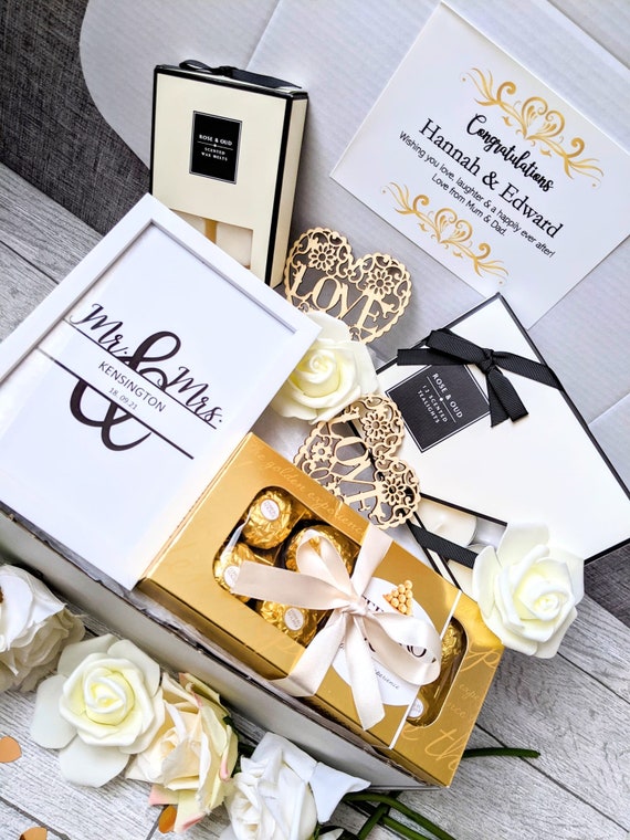Personalised Wedding Frame luxury Wedding Gift pamper Hamper mr