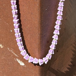 Purple Crown Lei, Painted Flowers for Jewelry Making, DIY Flowers, Handmade Polymer Clay