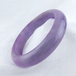 Natural Purple Jade Bangle, 7.5” 60.2 mm, Grade A Real Jade, Burma Jade, Lavender Jade, Smooth Round Ice Jadeite Bangle, Comfort Fit