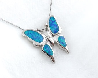 Collar de mariposa de ópalo, plata de ley 925, regalo para ella