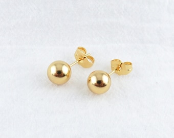 Gold Ball Stud Earrings / Plain Ball Earrings / Gold Ball Post Earrings, Simple Gold Ball, Simple Stud Earrings, Bridesmaids Jewelry, Bridal