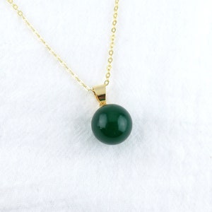 Green Jade Necklace / Green Jade Stud Earrings / Petite Imperial Green Jade Hamilton Gold Jade Jewelry Set, minimalist jade jewelry image 2