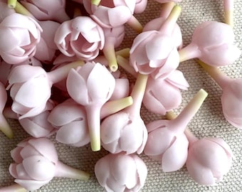 Pink Partially Blooming Pikake Clay Flowers, White Pikake, Bags of 25 or 50, Pikake Clay Flowers for Jewelry Making, DIY, Handmade Clay Bead