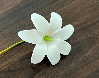 Tiare Foam Flower, Ear Flower / Tahitian Gardenia, Pinwheel Tiare, Hawaiian, Island Style Tropical Hula Flowers, Real Touch, Hair Pick