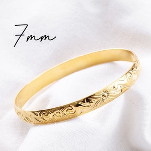 7mm Hawaiian Hamilton Gold Bangle, Hamilton Gold Bracelet