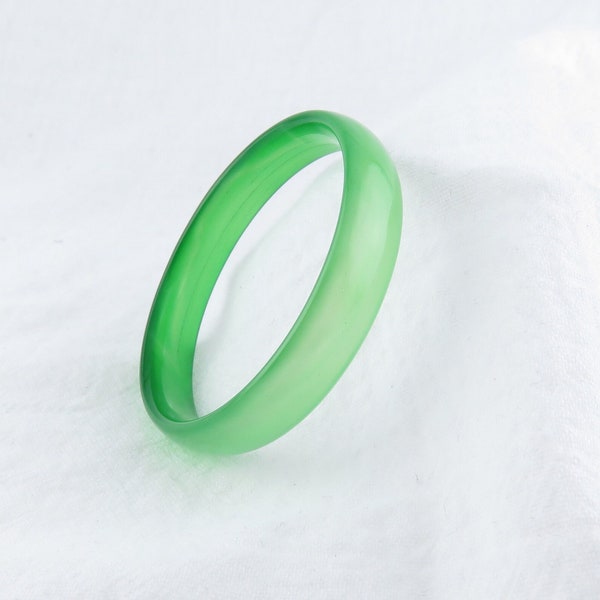 Green Jade Bangles for Kids, 5.5" Agate Bangle, Kid's Bangles / Apple Green Bangle for Children, Real Jade Bracelet, Kid's Size