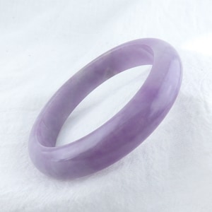 Natural Purple Jade Bangle, 7.5” 59.4mm, Grade A Real Jade, Burma Jade, Lavender Jade, Smooth Round Ice Jadeite Bangle, Comfort Fit