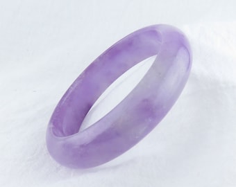 Natural Purple Jade Bangle, 7.5” 58.8 mm, Grade A Real Jade, Burma Jade, Lavender Jade, Smooth Round Icy Jadeite Bangle, Comfort Fit